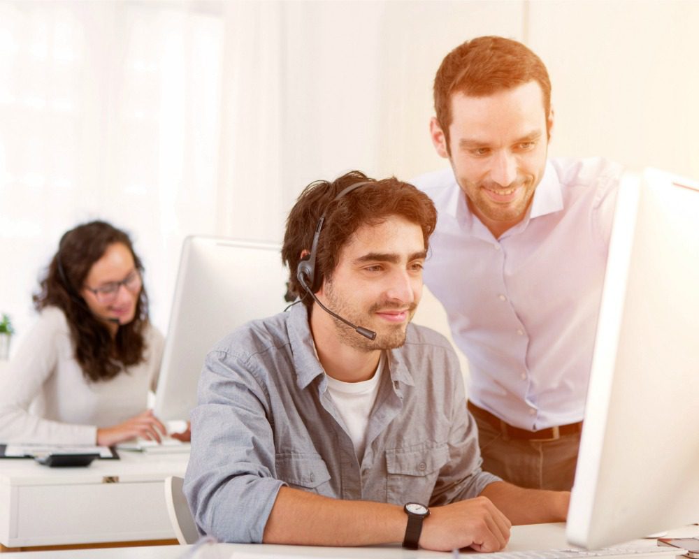 View of a Manager training young attractive people